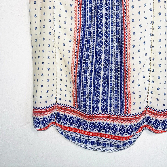 Collective Concepts White Blue Red Boho Printed Keyhole Tank Top Medium Women’s - Picture 4 of 10